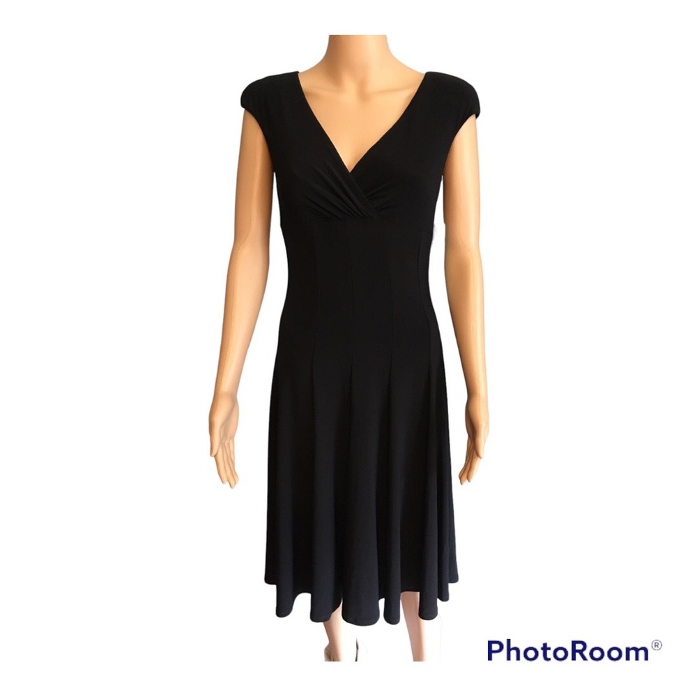 American Living, NWT cap sleeve black midi dress in size 2